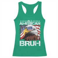 Funny All American Bruh Bald Eagle Racerback Tank Top American Flag 4th Of July Patriotic - Wonder Print Shop