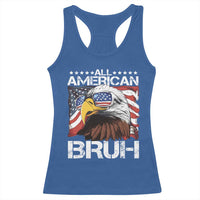 Funny All American Bruh Bald Eagle Racerback Tank Top American Flag 4th Of July Patriotic - Wonder Print Shop