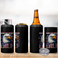 Funny 4th Of July DILF Damn I Love Freedom 4 in 1 Can Cooler Tumbler Vintage Bald Eagle 4th Of July - Wonder Print Shop