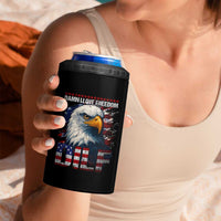 Funny 4th Of July DILF Damn I Love Freedom 4 in 1 Can Cooler Tumbler Vintage Bald Eagle 4th Of July - Wonder Print Shop