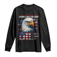 Funny 4th Of July DILF Damn I Love Freedom Long Sleeve Shirt Vintage Bald Eagle 4th Of July - Wonder Print Shop