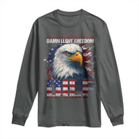 Funny 4th Of July DILF Damn I Love Freedom Long Sleeve Shirt Vintage Bald Eagle 4th Of July - Wonder Print Shop