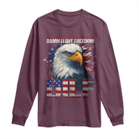 Funny 4th Of July DILF Damn I Love Freedom Long Sleeve Shirt Vintage Bald Eagle 4th Of July - Wonder Print Shop
