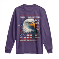Funny 4th Of July DILF Damn I Love Freedom Long Sleeve Shirt Vintage Bald Eagle 4th Of July - Wonder Print Shop