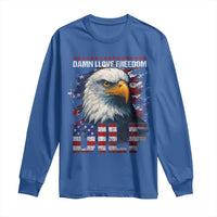 Funny 4th Of July DILF Damn I Love Freedom Long Sleeve Shirt Vintage Bald Eagle 4th Of July - Wonder Print Shop