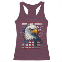 Funny 4th Of July DILF Damn I Love Freedom Racerback Tank Top Vintage Bald Eagle 4th Of July - Wonder Print Shop