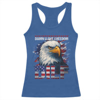 Funny 4th Of July DILF Damn I Love Freedom Racerback Tank Top Vintage Bald Eagle 4th Of July - Wonder Print Shop