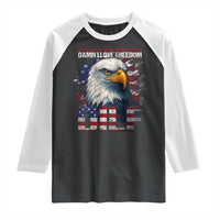 Funny 4th Of July DILF Damn I Love Freedom Raglan Shirt Vintage Bald Eagle 4th Of July - Wonder Print Shop