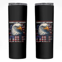 Funny 4th Of July DILF Damn I Love Freedom Skinny Tumbler Vintage Bald Eagle 4th Of July - Wonder Print Shop