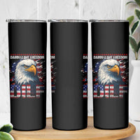 Funny 4th Of July DILF Damn I Love Freedom Skinny Tumbler Vintage Bald Eagle 4th Of July - Wonder Print Shop