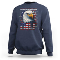 Funny 4th Of July DILF Damn I Love Freedom Sweatshirt Vintage Bald Eagle 4th Of July - Wonder Print Shop