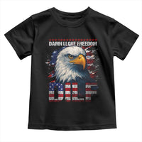 Funny 4th Of July DILF Damn I Love Freedom Toddler T Shirt Vintage Bald Eagle 4th Of July - Wonder Print Shop