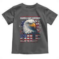 Funny 4th Of July DILF Damn I Love Freedom Toddler T Shirt Vintage Bald Eagle 4th Of July - Wonder Print Shop