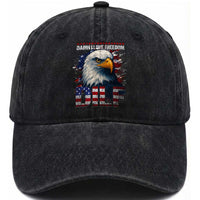Funny 4th Of July DILF Damn I Love Freedom Washed Cotton Baseball Cap Vintage Bald Eagle 4th Of July