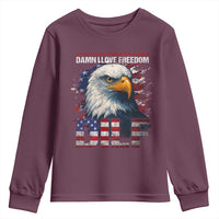 Funny 4th Of July DILF Damn I Love Freedom Youth Sweatshirt Vintage Bald Eagle 4th Of July - Wonder Print Shop