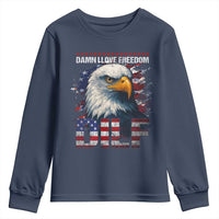 Funny 4th Of July DILF Damn I Love Freedom Youth Sweatshirt Vintage Bald Eagle 4th Of July - Wonder Print Shop
