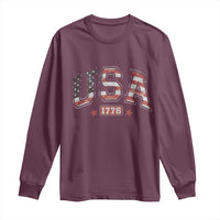 Funny USA 1776 Patriotic 4th of July American Flag Long Sleeve Shirt - Wonder Print Shop