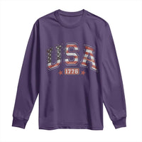 Funny USA 1776 Patriotic 4th of July American Flag Long Sleeve Shirt - Wonder Print Shop