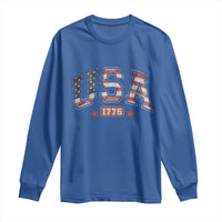 Funny USA 1776 Patriotic 4th of July American Flag Long Sleeve Shirt - Wonder Print Shop