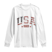 Funny USA 1776 Patriotic 4th of July American Flag Long Sleeve Shirt - Wonder Print Shop