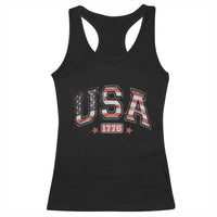 Funny USA 1776 Patriotic 4th of July American Flag Racerback Tank Top - Wonder Print Shop