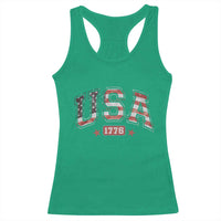 Funny USA 1776 Patriotic 4th of July American Flag Racerback Tank Top - Wonder Print Shop
