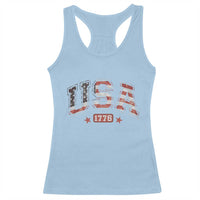 Funny USA 1776 Patriotic 4th of July American Flag Racerback Tank Top - Wonder Print Shop