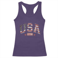 Funny USA 1776 Patriotic 4th of July American Flag Racerback Tank Top - Wonder Print Shop