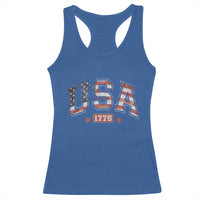 Funny USA 1776 Patriotic 4th of July American Flag Racerback Tank Top - Wonder Print Shop
