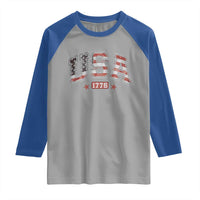 Funny USA 1776 Patriotic 4th of July American Flag Raglan Shirt - Wonder Print Shop