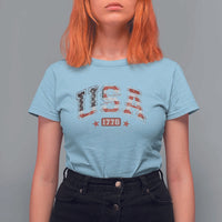 Funny USA 1776 Patriotic 4th of July American Flag T Shirt For Women - Wonder Print Shop