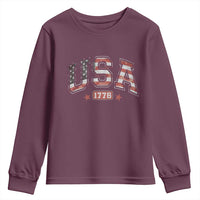 Funny USA 1776 Patriotic 4th of July American Flag Youth Sweatshirt - Wonder Print Shop