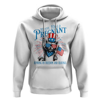 Funny Festive Feral and Pregnant Hoodie Running On Freedom And Cravings 4th of July Maternity Raccoon - Wonder Print Shop