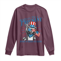 Funny Festive Feral and Pregnant Long Sleeve Shirt Running On Freedom And Cravings 4th of July Maternity Raccoon - Wonder Print Shop