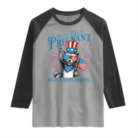 Funny Festive Feral and Pregnant Raglan Shirt Running On Freedom And Cravings 4th of July Maternity Raccoon - Wonder Print Shop