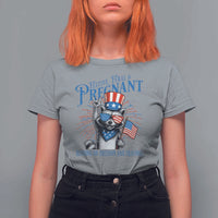 Funny Festive Feral and Pregnant T Shirt For Women Running On Freedom And Cravings 4th of July Maternity Raccoon - Wonder Print Shop