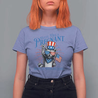 Funny Festive Feral and Pregnant T Shirt For Women Running On Freedom And Cravings 4th of July Maternity Raccoon - Wonder Print Shop