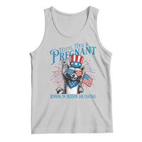 Funny Festive Feral and Pregnant Tank Top Running On Freedom And Cravings 4th of July Maternity Raccoon - Wonder Print Shop