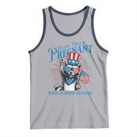 Funny Festive Feral and Pregnant Tank Top Running On Freedom And Cravings 4th of July Maternity Raccoon - Wonder Print Shop