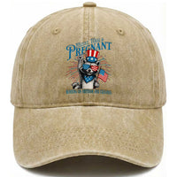 Funny Festive Feral and Pregnant Washed Cotton Baseball Cap Running On Freedom And Cravings 4th of July Maternity Raccoon