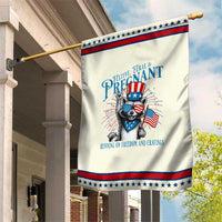 Funny Festive Feral and Pregnant Garden Flag Running On Freedom And Cravings 4th of July Maternity Raccoon