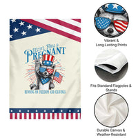 Funny Festive Feral and Pregnant Garden Flag Running On Freedom And Cravings 4th of July Maternity Raccoon