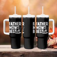 Funny Father Mows Best Tumbler With Handle Fathers Day Dad Jokes Lawn Mowing