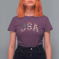 Funny USA Patriotic 4th of July American Flag T Shirt For Women - Wonder Print Shop