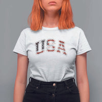 Funny USA Patriotic 4th of July American Flag T Shirt For Women - Wonder Print Shop