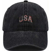 Funny USA Patriotic 4th of July American Flag Washed Cotton Baseball Cap
