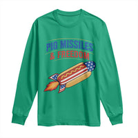 Pig Missiles And Freedom Hot Dog 4th of July Humor Long Sleeve Shirt