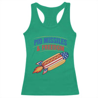 Pig Missiles And Freedom Hot Dog 4th of July Humor Racerback Tank Top