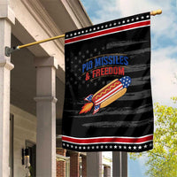 Pig Missiles And Freedom Hot Dog 4th of July Humor Patriotic Garden Flag