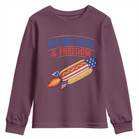 Pig Missiles And Freedom Hot Dog 4th of July Humor Youth Sweatshirt
